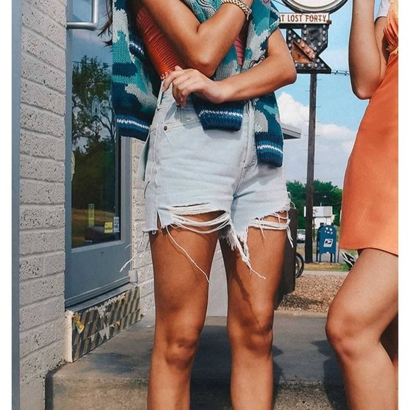 *$230 NWT RE/DONE 50s CUTOFF SHORTS LIGHT RAF SZ 32